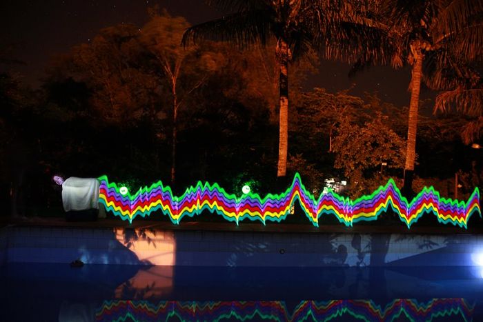 Nyan Cat na oficina de Light Paint do GHCamp